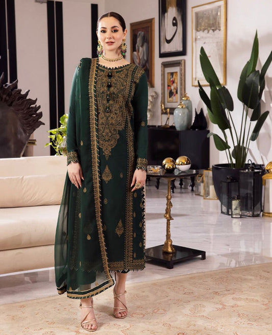 ASIM JOFA FULL EMBROIDERY SHIRT WITH DHANAK EMBROIDERED SHAWL AND DYED TROUSER