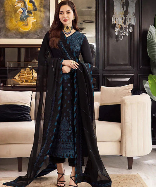 ASIM JOFA FULL EMBROIDERY SHIRT WITH DHANAK EMBROIDERED SHAWL AND DYED TROUSER